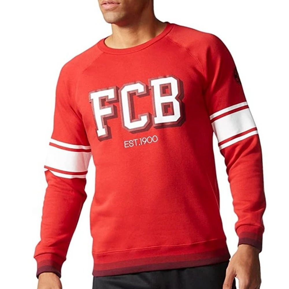 Adidas Men's FCB EST. 1900 Bayern Munich Crew Neck Red Sweatshirt Size Small